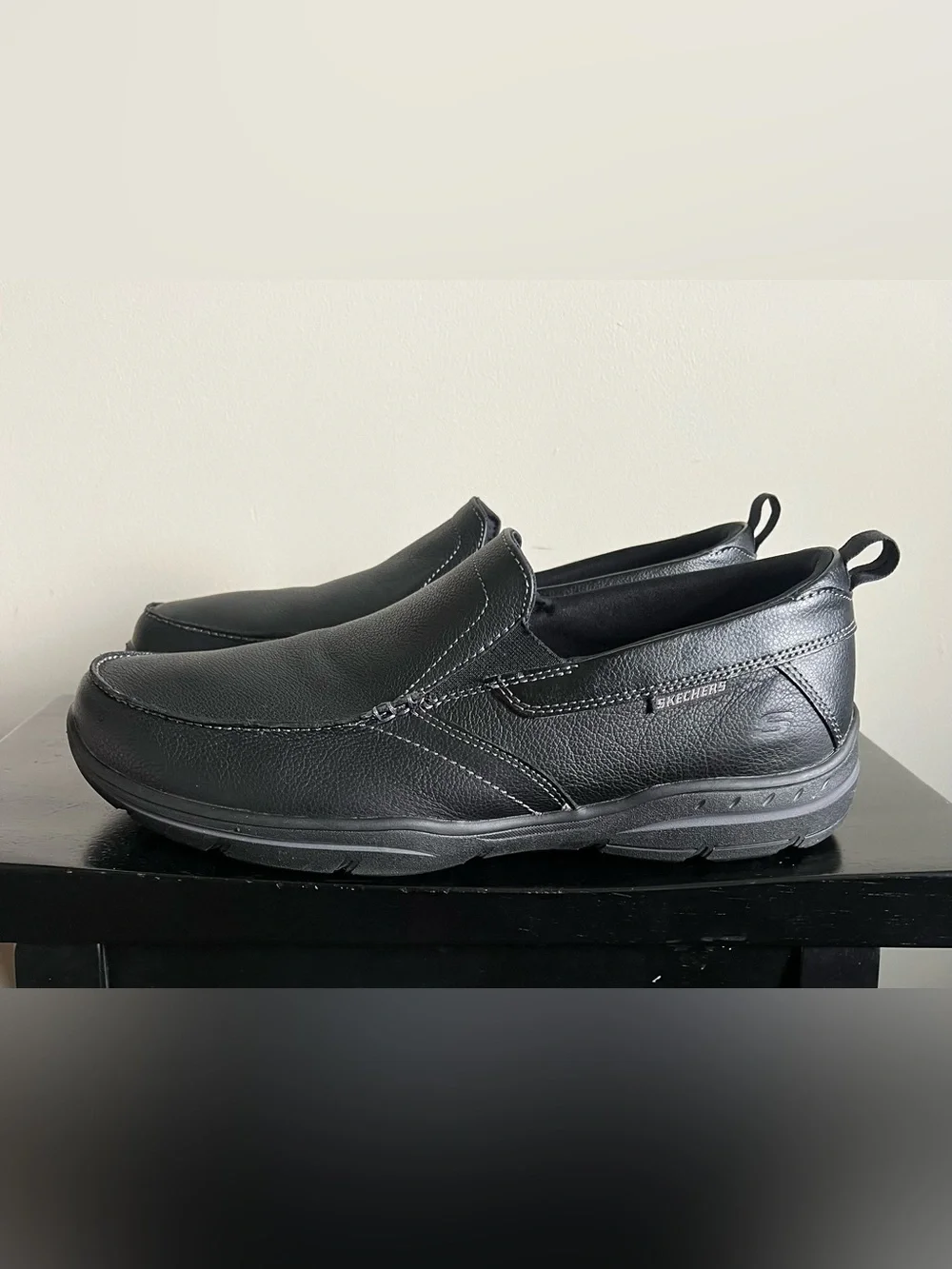 Skechers Harper Forde Black Extra Wide Fit Men's Slip On Shoes Loafers Size 11.5